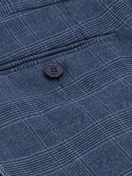 Niebieskie eleganckie spodnie garniturowe slim w kratę MIX KOSMA
