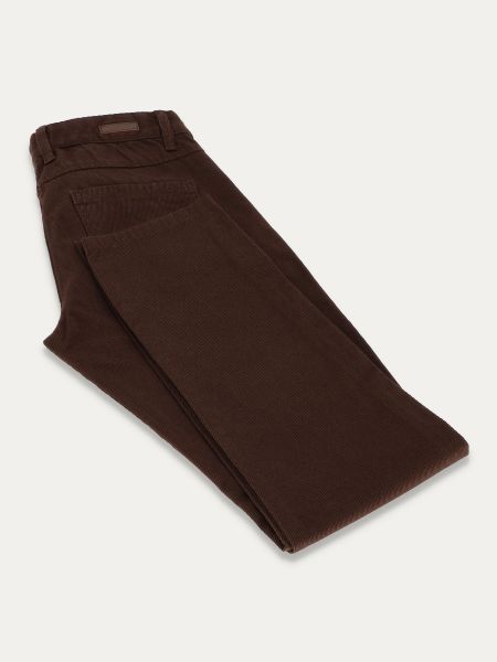 Czekoladowe bawełniane spodnie slim 5-pocket PRIME AXEL