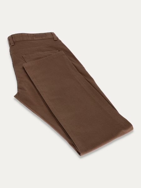 Brązowe bawełniane spodnie slim 5-pocket PRIME LARS