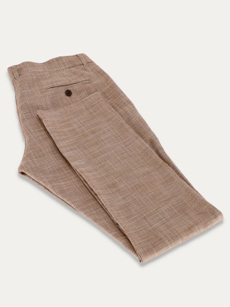 Brązowe klasyczne spodnie slim z efektem melanżu ULI