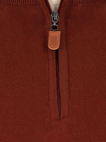 Bordowy sweter z wysoką stójką zapinaną na zamek BASIC MAUNA
