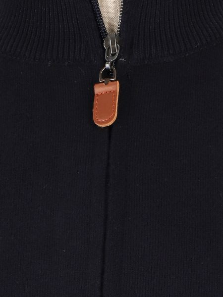 Granatowy rozpinany sweter dzianinowy z kieszeniami BASIC PREKOS