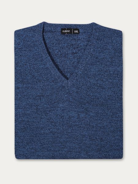 Niebieski bawełniany sweter w serek z efektem melanżu 6/CARINI