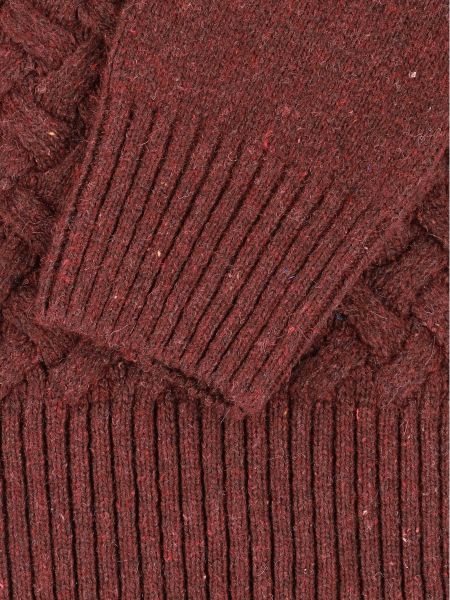Bordowy sweter z wełny szetlandzkiej z okrągłym dekoltem NATURAL CAKIEL
