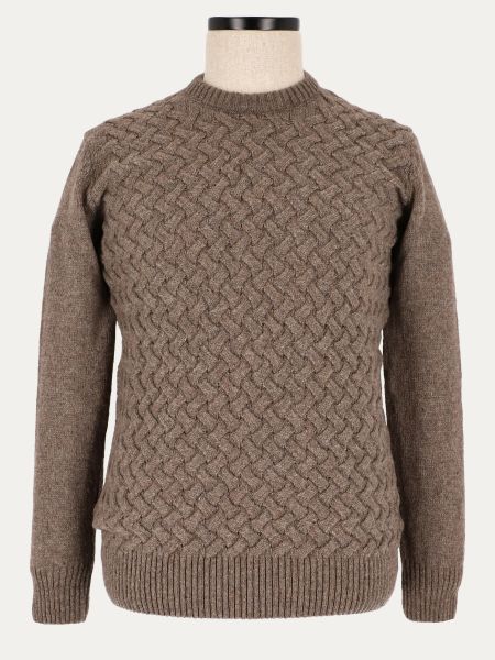 Norkowy sweter z wełny szetlandzkiej z okrągłym dekoltem NATURAL CAKIEL
