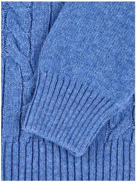 Niebieski sweter z wełny szetlandzkiej o grubym splocie NATURAL CROWN