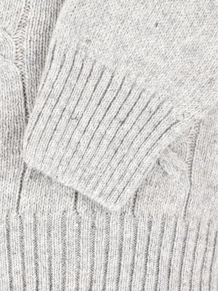 Szary sweter z wełny szetlandzkiej o warkoczowym splocie NATURAL PERI
