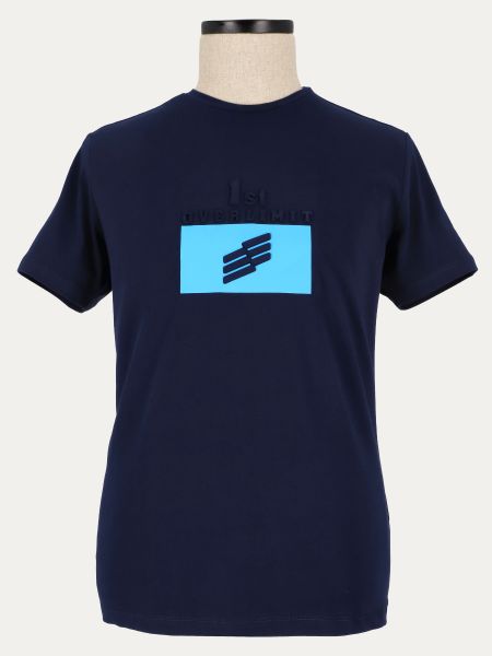 T-shirt męski z nadrukiem BLUE 5 slim fit granat