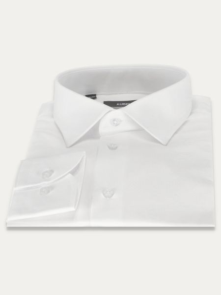 Biała klasyczna koszula slim na guziki gładka UZAY