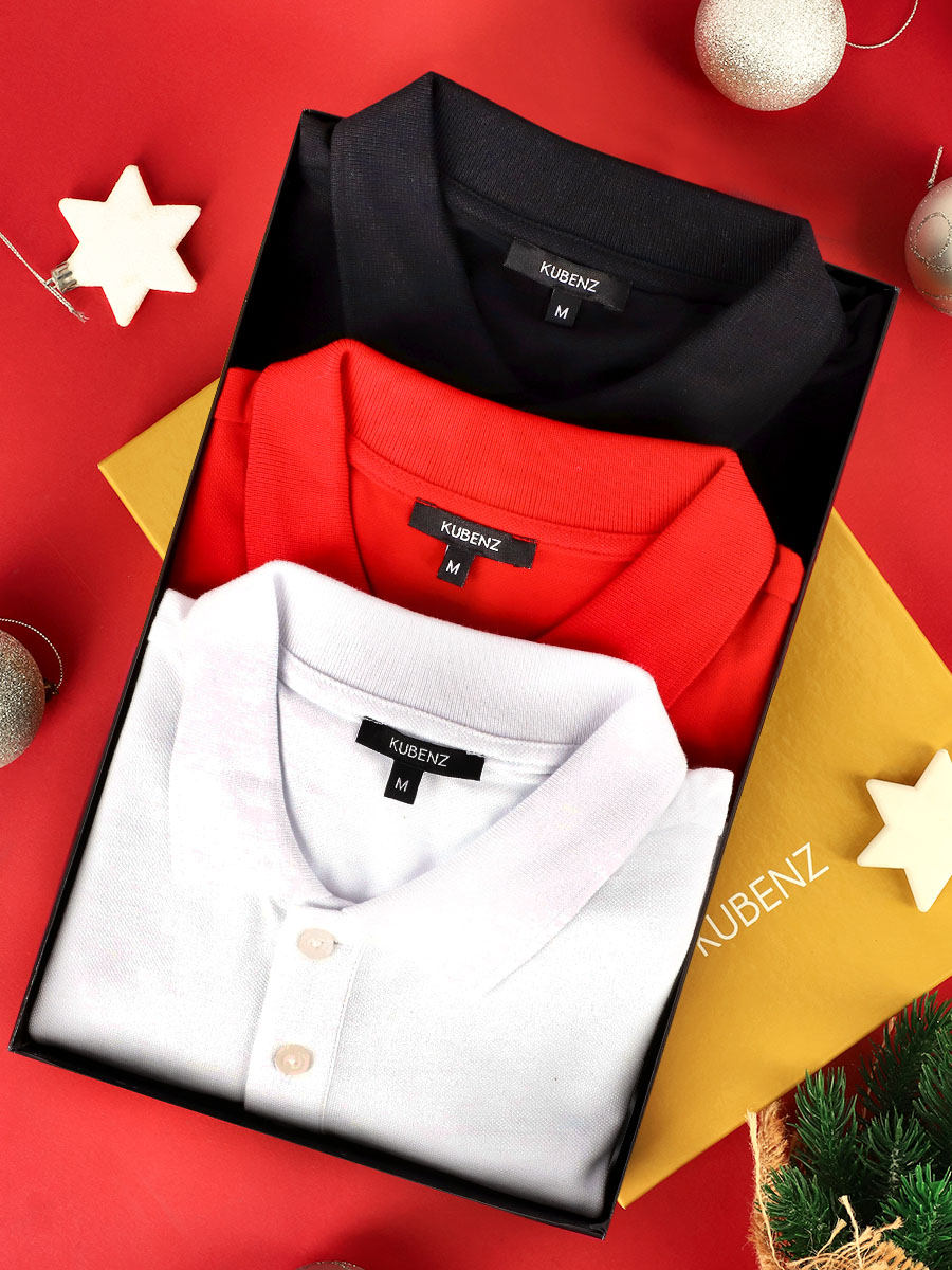 zestaw świąteczny dla mężczyzny, koszula polo, biała koszulka polo, czerwona koszulka polo, czarna koszulka polo