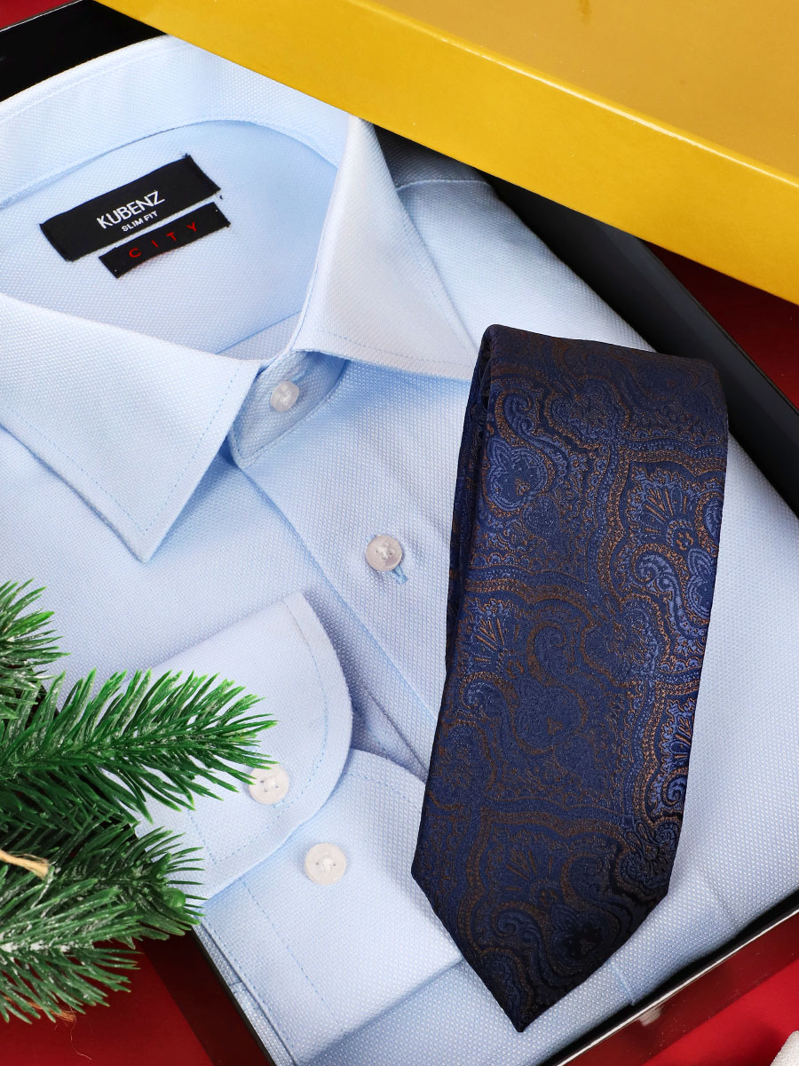 zestaw świąteczny dla mężczyzny, błękitna koszula, krawat